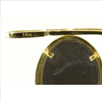 18K Oval Ammolite Squared Artisanal Handmade Yellow Gold Pendant