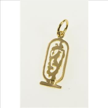 18K Oval Ancient Egyptian Hieroglyphics Yellow Gold Charm/Pendant