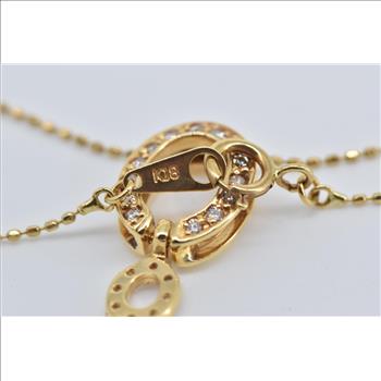 18K Oval Diamond Reversible Convertible Chain Yellow Gold Necklace 15.75