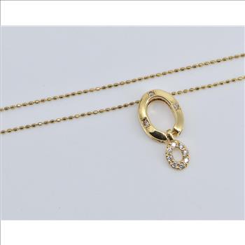 18K Oval Diamond Reversible Convertible Chain Yellow Gold Necklace 15.75