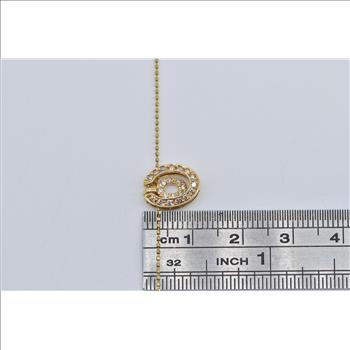18K Oval Diamond Reversible Convertible Chain Yellow Gold Necklace 15.75