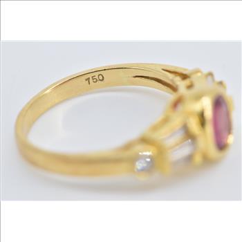18K Oval Natural Ruby Diamond Engagement Yellow Gold Ring, Size 4.5
