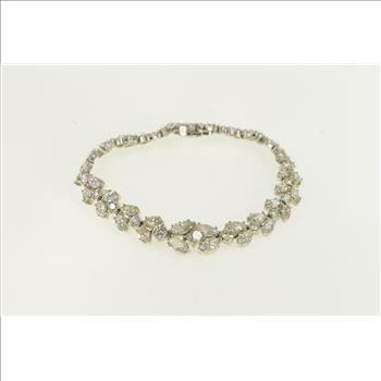 18K Over 14 Ctw Marquise Graduated Diamond White Gold Bracelet 7