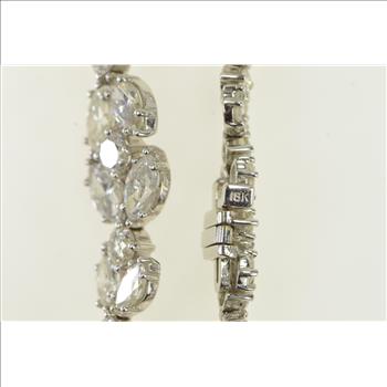 18K Over 14 Ctw Marquise Graduated Diamond White Gold Bracelet 7