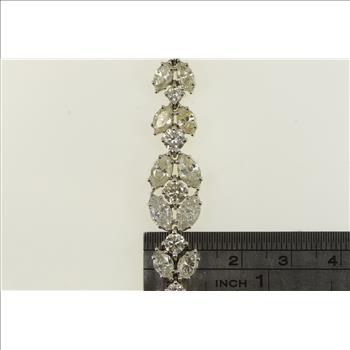 18K Over 14 Ctw Marquise Graduated Diamond White Gold Bracelet 7
