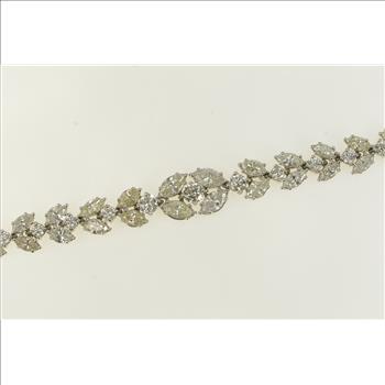 18K Over 14 Ctw Marquise Graduated Diamond White Gold Bracelet 7