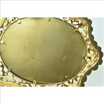 18K Painted Lady Gem Haired Ornate Filigree Yellow Gold Pin/Brooch