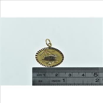 18K Parthenon Ancient Greek Temple Engraved Yellow Gold Charm/Pendant