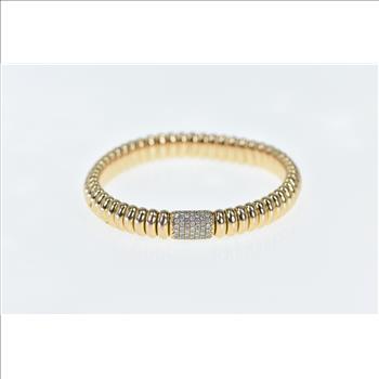 18K Pave Diamond 8mm Omega Chain Rose Gold Bracelet 6.25