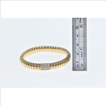18K Pave Diamond 8mm Omega Chain Rose Gold Bracelet 6.25