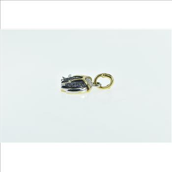 18K Pave Sapphire Diamond Two Tone Elephant White Gold Pendant