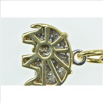 18K Pave Sapphire Diamond Two Tone Elephant White Gold Pendant