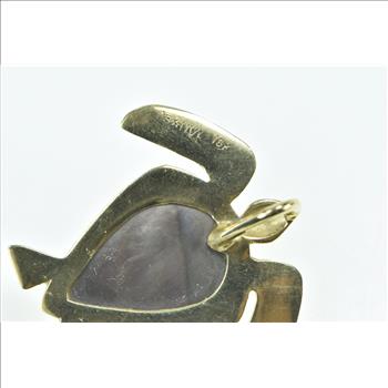 18K Pear Tahitian Pearl Vintage Sea Turtle Ocean Yellow Gold Pendant