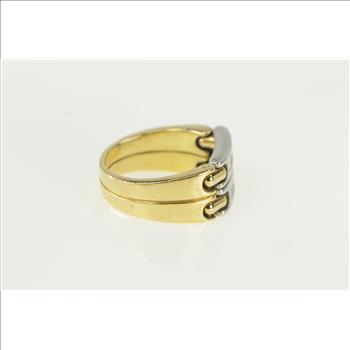 18K Pequignet Diamond Platinum Chain Yellow Gold Ring, Size 8.5