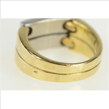 18K Pequignet Diamond Platinum Chain Yellow Gold Ring, Size 8.5