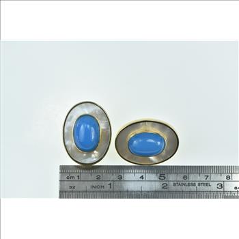 18K Peter Brams Design Mother of Pearl Turquoise Yellow Gold Earrings