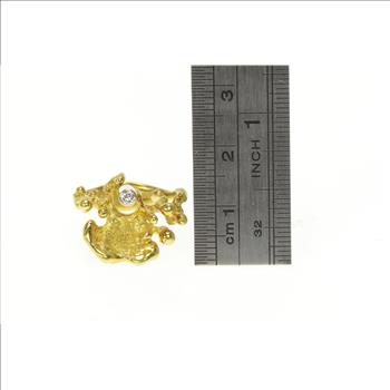 18K Peter Cullman Modernist Diamond Statement Yellow Gold Ring, Size 5