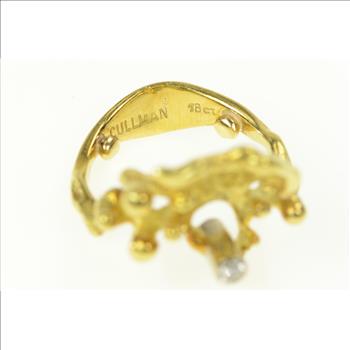 18K Peter Cullman Modernist Diamond Statement Yellow Gold Ring, Size 5