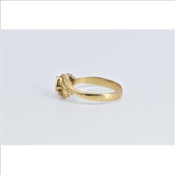 18K Princess Emerald Vintage Swirl Design Yellow Gold Ring, Size 8.25