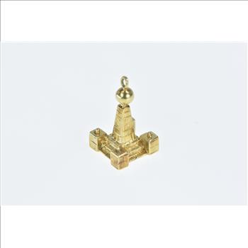 18K Pyramid Tower Vintage Statue Monument Yellow Gold Charm/Pendant