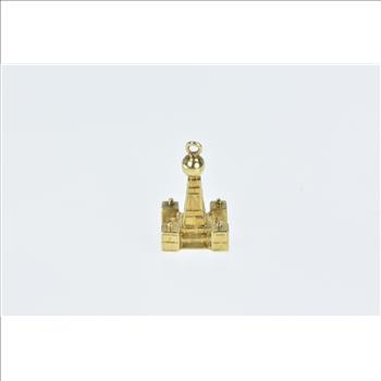 18K Pyramid Tower Vintage Statue Monument Yellow Gold Charm/Pendant