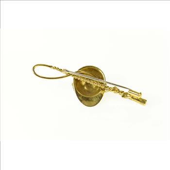 18K Red Enamel Jockey Hat Riding Crop Horse Yellow Gold Pin/Brooch