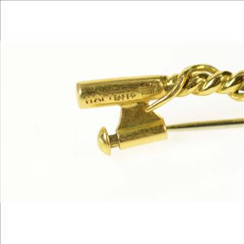 18K Red Enamel Jockey Hat Riding Crop Horse Yellow Gold Pin/Brooch
