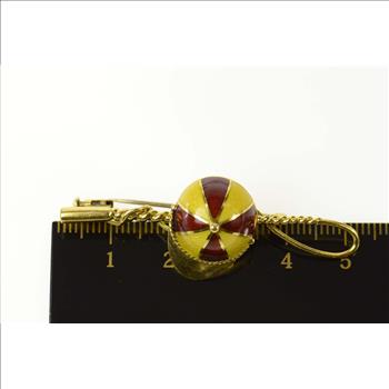 18K Red Enamel Jockey Hat Riding Crop Horse Yellow Gold Pin/Brooch