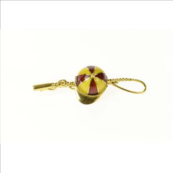 18K Red Enamel Jockey Hat Riding Crop Horse Yellow Gold Pin/Brooch