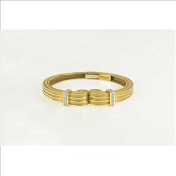 18K Robert Wander Winc Diamond Scroll Cuff Yellow Gold Bracelet 6.75