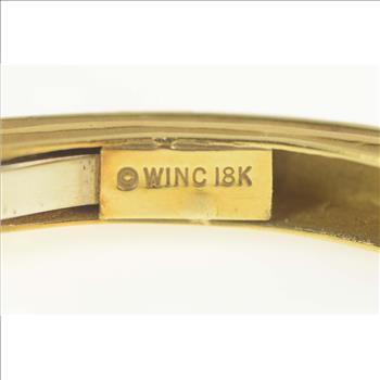 18K Robert Wander Winc Diamond Scroll Cuff Yellow Gold Bracelet 6.75