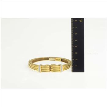 18K Robert Wander Winc Diamond Scroll Cuff Yellow Gold Bracelet 6.75