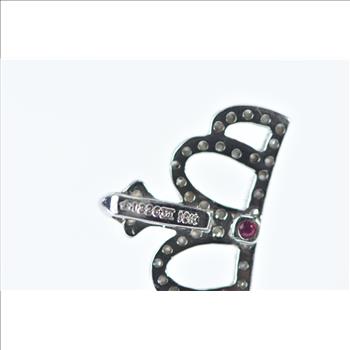 18K Roberto Coin Diamond Ruby Crown Tiara Queen White Gold Pendant