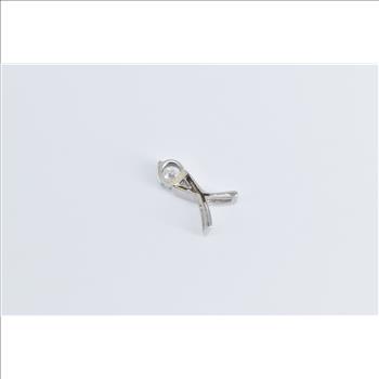 18K Round Cubic Zirconia Criss Cross X Fashion White Gold Pendant