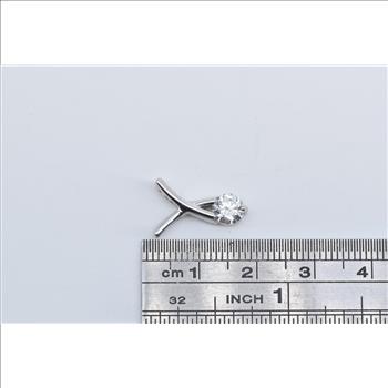 18K Round Cubic Zirconia Criss Cross X Fashion White Gold Pendant