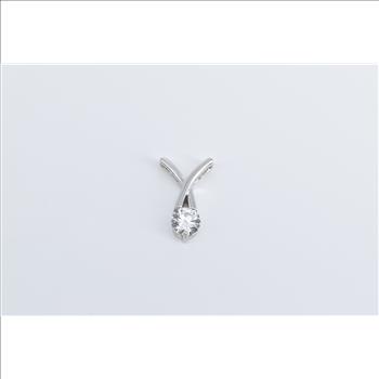 18K Round Cubic Zirconia Criss Cross X Fashion White Gold Pendant