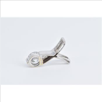 18K Round Cubic Zirconia Criss Cross X Fashion White Gold Pendant