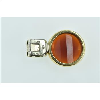 18K Round Faceted Carnelian 0.32 Ctw Diamond Yellow Gold Pendant