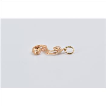 18K S Letter Monogram CZ Enrusted Name Initial Yellow Gold Charm/Pendant