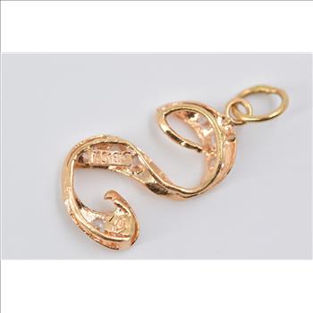 18K S Letter Monogram CZ Enrusted Name Initial Yellow Gold Charm/Pendant