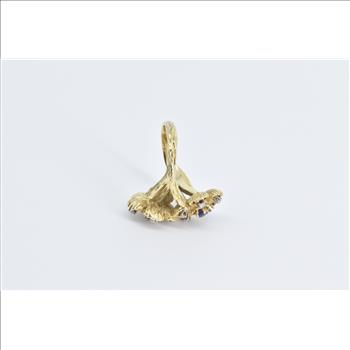18K Sapphire Ruby Diamond Flower Cluster Vintage Yellow Gold Ring, Size 5.75