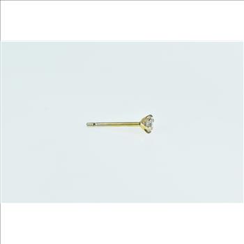 18K Single Round Solitaire Vintage CZ Yellow Gold Earring