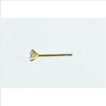 18K Single Round Solitaire Vintage CZ Yellow Gold Earring