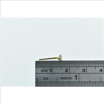 18K Single Round Solitaire Vintage CZ Yellow Gold Earring