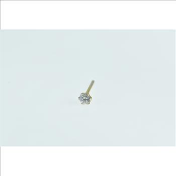 18K Single Round Solitaire Vintage CZ Yellow Gold Earring