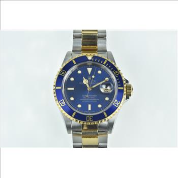 18K / SS Rolex Submariner Date 16613 Blue Bezel Dial Watch - Men's