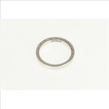 18K Tacori 2.9mm Designer Scalloped Wedding Band White Gold Ring, Size 8