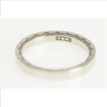 18K Tacori 2.9mm Designer Scalloped Wedding Band White Gold Ring, Size 8