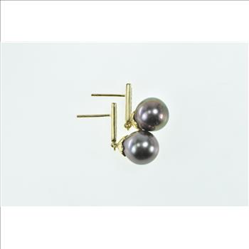 18K Tahitian Pearl Diamond Dangle Statement Yellow Gold Earrings