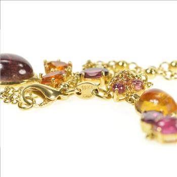18K Tourmaline Citrine Floral Drop Statement Yellow Gold Necklace 17